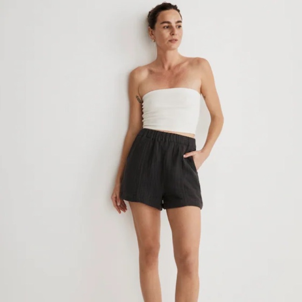 Madewell Black Elastic-Waist Relaxed Shorts